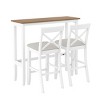3-Piece Farmhouse Solid Wood Bar Table Set with Upholstered Chairs, 47.5" Space-Saving Breakfast Nook for Kitchen Dining Room-3irtyhousy - 3 of 4