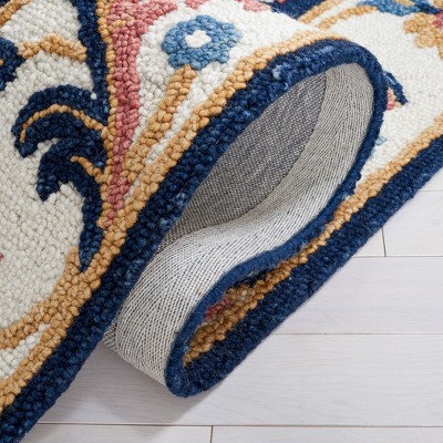 Handmade Tufted Wool Blossom Area Rug - 3' x 5' Blue/Ivory