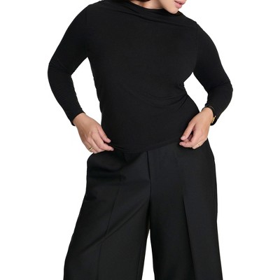 ELOQUII Elements Women's Plus Size Mock Neck Long Sleeve