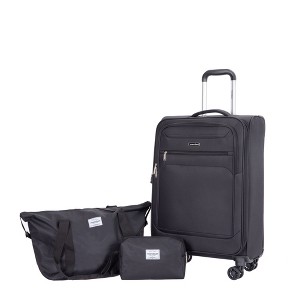 SEVOBAL Luggage 3-Piece Travel Set with Spinner Wheels, Lightweight Carry-On Luggage with Toiletry Bag and Travel Backpack, Black, 21.24"*13.72"*8.5" - 1 of 4