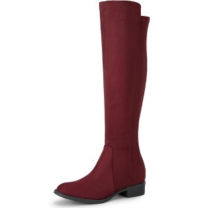Perphy Women's Round Toe Zipper Block Heels Knee High Boots - 1 of 4