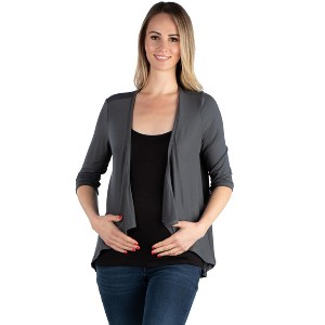 Maternity Elbow Length Sleeve Open Cardigan - 24seven Comfort Apparel™ - 1 of 3