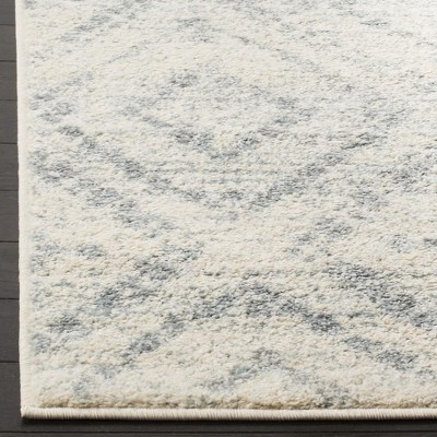 Ivory and Light Blue Synthetic Runner Rug, 2'-6" x 8'