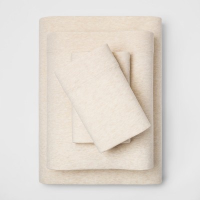Queen Cozy Brushed Solid Jersey Sheet Set Oatmeal - Threshold™