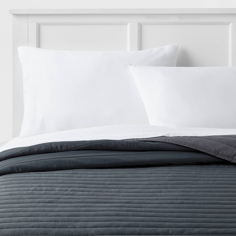 Full/queen Satin Quilt Dark Gray - Room Essentials™: Midweight Sateen ...