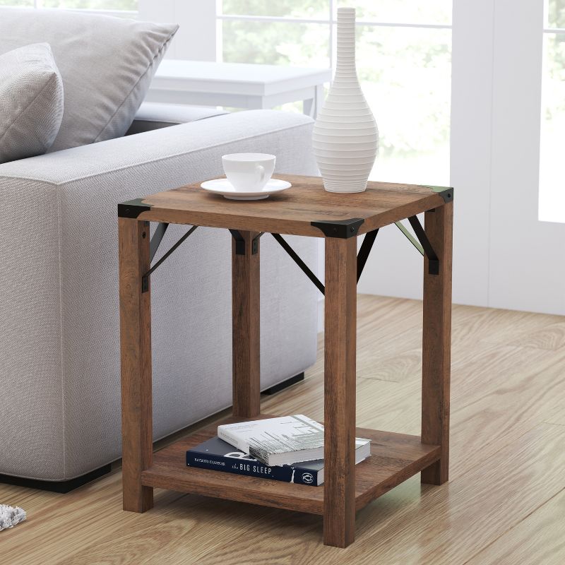 Merrick Lane Modern Farmhouse Engineered Wood End Table and Powder Coated Steel Accents, 3 of 11