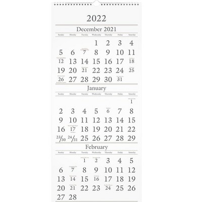 AT-A-GLANCE 2021-2023 27" x 12" Three-Month Calendar White SW115-28-22
