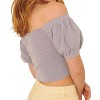 Women's Speckled Rib Knit Off Shoulder Puff Crop Sweater - PROMESA - 2 of 4