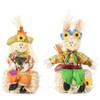 Gardenised 13 Inch Boy and Girl Duo Scarecrow Elegantly Seated on a Rustic Hay Bales - Enjoy the Magic they Bring and Let your Garden Blossom - 2 of 4