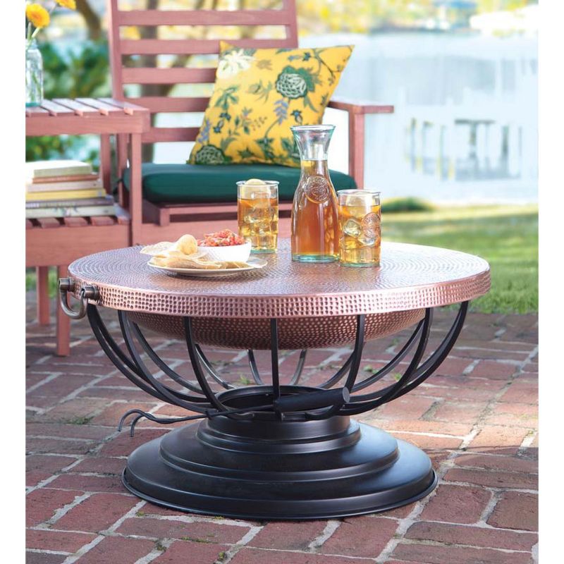 Plow & Hearth - Hammered Copper Fire Pit With Lid Converts To Table, 2 of 3