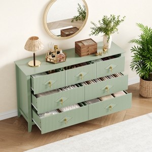 Fluted Dresser for Bedroom, 54 Inch Wide 7-Drawer Wood Dresser, Modern Chest of Drawers - 1 of 4