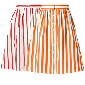 INSPIRE CHIC Women's Stripes Button Front Elastic Back A-Line Midi Skirt 2 Packs - 1 of 4