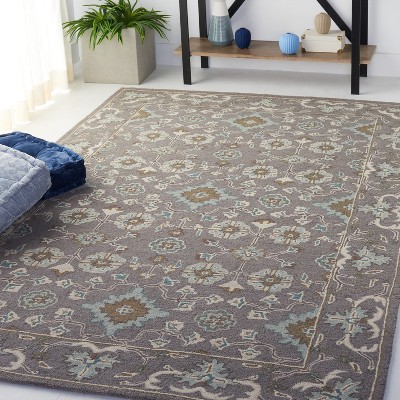Elegant Hand-Tufted Blossom Floral Wool Rug in Gray, 5' x 8'