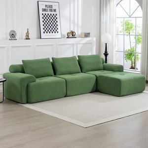 Hrinhom 120.1" W Convertible Sofa Bed,L-Shaped Corduroy Sectional Couch with Metal Frame - 1 of 4
