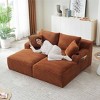 Aukfa 71"Modern Corduroy Double Chaise Lounge Sofa with 2-Pillows,No Assembly Required with Cup Holders - 3 of 4