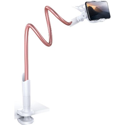 Attop Gooseneck Phone Holder for Bed - Cell Phone Mount Clamp Clip, Overhead Mount for Desk Headboard Bedside, for iPhone 16 & 4-7" Phone