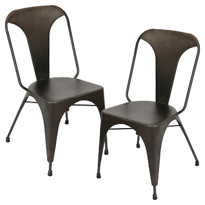 Set of 2 Austin Industrial Dining Chair Metal/Antique Bronze - LumiSource