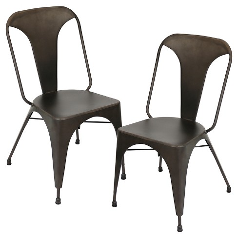 Set of 2 Austin Industrial Dining Chair Metal/Antique Bronze - LumiSource - image 1 of 4