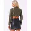 INSPIRE CHIC Women's Faux Leather Cropped Stand Collar Zipper Front Moto Biker Long Sleeve Jacket - 4 of 4