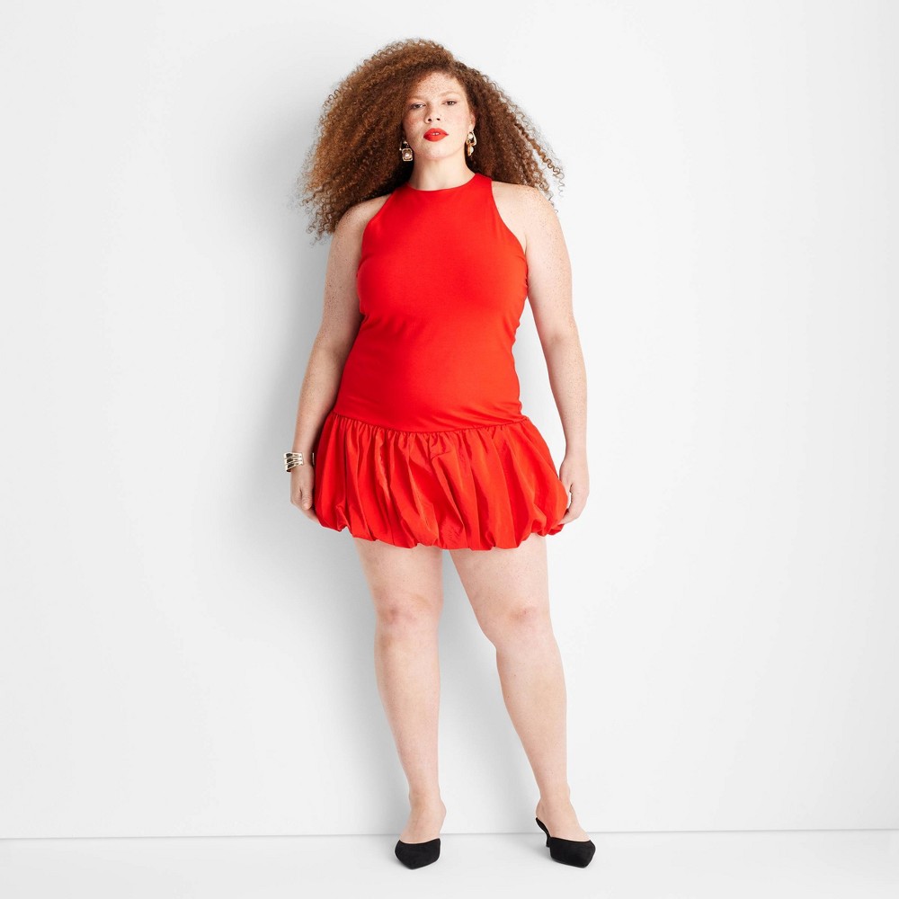 Women's Bubble Mini Tank Dress - Future Collective Red 3X