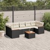 vidaXL Patio Sofa Set with Cushions Outdoor Furniture 8 Piece Poly Rattan - Black and Cream - 2 of 4
