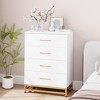 36" 4-Drawer Dresser w/Gold Handlesm, Waterproof MDF Storage Cabinet, White/Pink/Black - 2 of 4