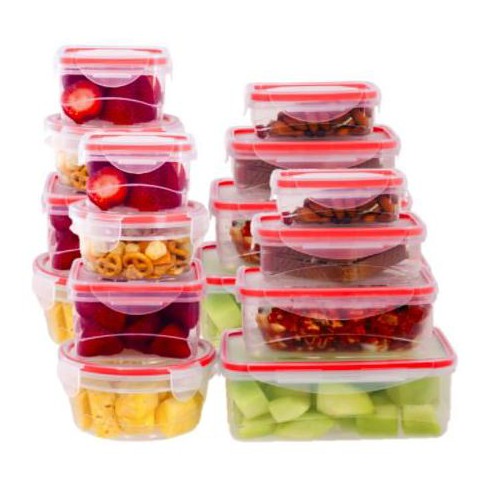 Durable Meal Prep Plastic Food Containers with Snap Lock Lids by Lexi Home  - 24-pc Set, Red - Lexi Home