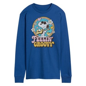 Men's - Peanuts - Feelin Groovy Snoopy And Woodstock Long Sleeve Graphic T-Shirt - 1 of 4