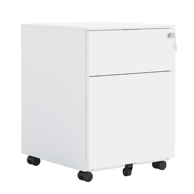 OUTSUPPLY 2 Drawer Mobile Cabinet with Lock Steel, Fully Assembled except for Wheels, Home, Office Design