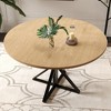 GustoWave 47 Inch Round Dining Table for 4-6, Farmhouse Kitchen Table with Wood Top & Metal Pedestal Base for Dining Room, Living Room - 2 of 4