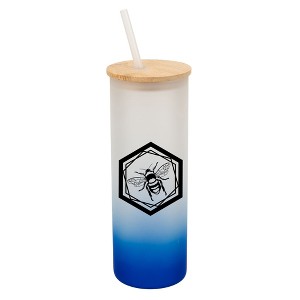 Elanze Designs Hexagon Honey Queen Bumble Bee Wrap-Around Design 25 Ounce Frosted Gradient Glass On-The-Go Coffee Travel Skinny Tumbler Mug Cup, - 1 of 1