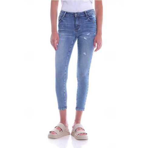 Women's Ariella Mid Rise Distressed Skinny Jean - BIANCO - image 1 of 3