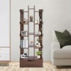 YIYIBYUS 15-Compartment Bookcase with Cabinet Floor Standing Book Rack, Brown - 2 of 4