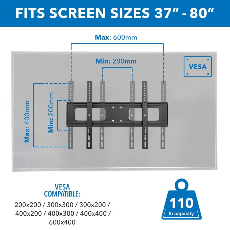 Mount-It! TV Mount Full Motion Weatherproof TV Mounting Bracket for 37-80" Screens, Dual Tilting and Swivel Arms with VESA Up to 600x400mm, 110 Lbs., 4 of 9