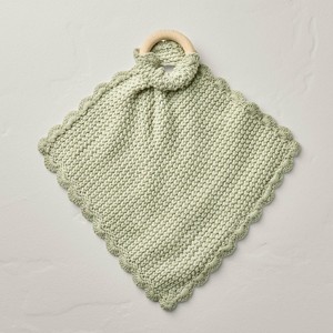 Soft Knit Baby Security Blanket with Wood Ring - Hearth & Hand™ with Magnolia - 1 of 3