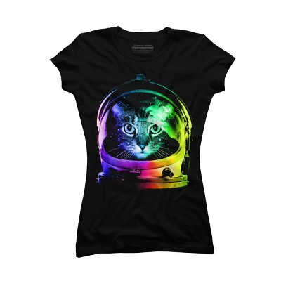 Junior's Design By Humans Astronaut Cat By clingcling T-Shirt