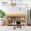 Create an Organized Entryway: 3-Tier Bamboo Shoe Bench with Built-in Seat - Space-Saving Storage Shelf - 4 of 4