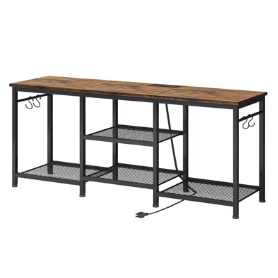 Itopfox TV Stand Entertainment Center for 55 Inch TVs with Charging Station, Lights, Open Storage Shelves, Media Console, Sound Rack for Living Room