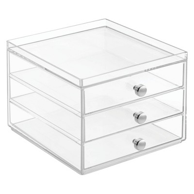 iDESIGN Plastic Slim 3-Drawer Desk Organization Set Clear: Desk Organizer Drawers for Art & Stationery, 7" x 6.5" x 5"