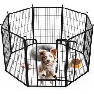 Gulches 40" H Black Pet Playpen with 8 Heavy Duty Panels - Collapsible Design for Large Dogs, Indoor/Outdoor Use - 1 of 4