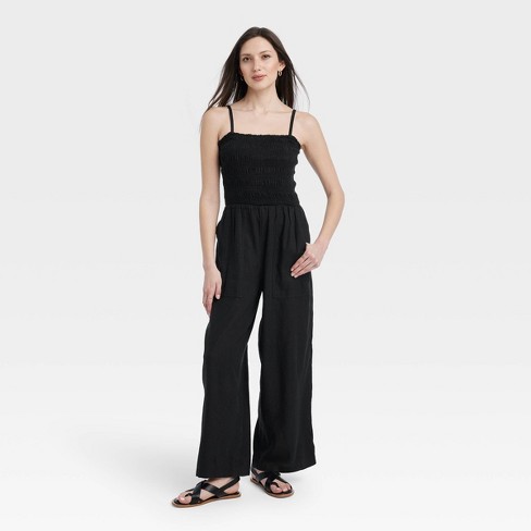 Women's Smocked Linen Maxi Jumpsuit - Universal Thread™ : Target