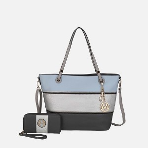 【レネカオヴィラ】メタル＆ストーンフラワーミュール23㎝未使用品（専用袋＋箱付） Tote Bag Color-Block Vegan Leather Set with Wallet, Vallie | MKF