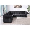Standard Velvet Fabric Modular L-Shaped Sectional Sofas Set with Multiple Independent Seats, Includes Ottoman, and Wooden Metal Armrests - 3 of 4