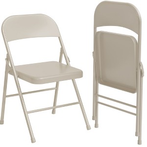 Folding Chairs 4 Pack, Sturdy metal frame supports up to 350 lbs£¬ Portable folding chairs ideal for dining, living, office, and outdoor events. - 1 of 4