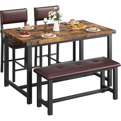 Coucheta 44.5" Dining Table Set for 4 - Kitchen Table with 2 Upholstered Chairs & Bench, Space-Saving, Easy Assembly