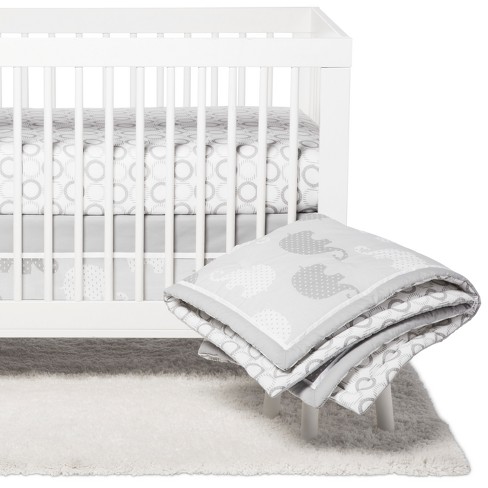 Nojo Crib Bedding Set Elephant Dream 8pc Gray Target