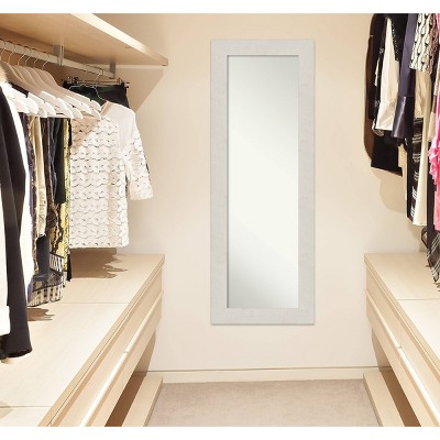Rustic Plank White Woodgrain Full-Length Rectangular Mirror