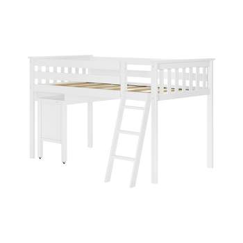 Max & Lily Twin Loft Bed, Loft Bed with Pull Out Desk and Ladder for Kids Solid Wood