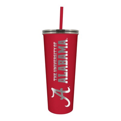 ALABAMA CRIMSON TIDE Houndstooth Double Wall Tumbler Screw Top Straw Drink  Cup