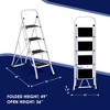 Delxo Alloy Steel Non-Slip Folding 4 Step Stool Portable Ladder with Hand Grip and Secure Locking Mechanism for Indoor or Outdoor Use, White - 2 of 4